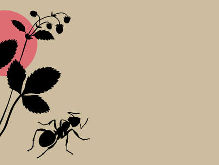 black ant on brown background, vector illustrationのイラスト素材