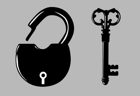  padlock silhouette on gray background, vector illustrationのイラスト素材