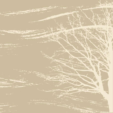 tree silhouette on brown background, vector illustrationのイラスト素材