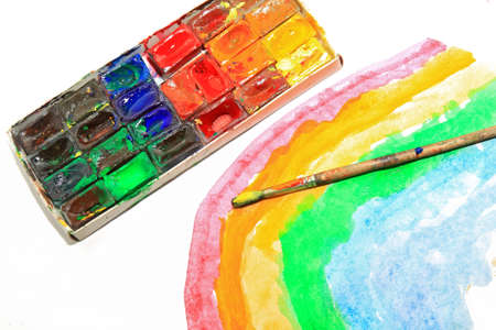 oil paints on white backgroundの写真素材