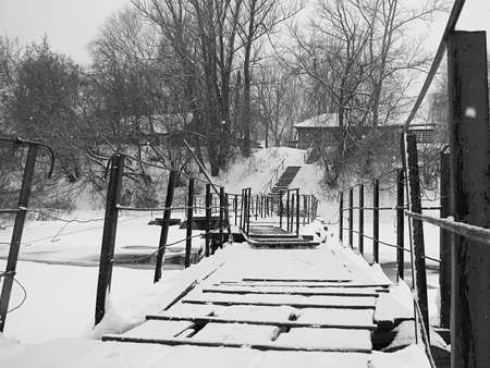 Winter in the russian villageの写真素材