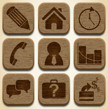 Wooden icons setのイラスト素材