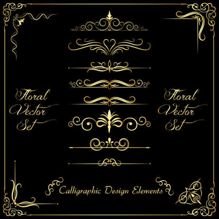 Golden calligraphic design elementsのイラスト素材