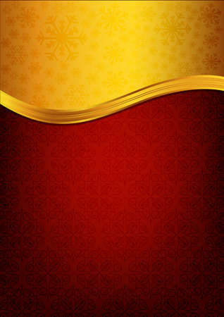 Red invitation paper decorated with floral patternsのイラスト素材