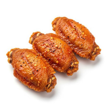 Spicy chicken wings isolated on white backgroundの素材