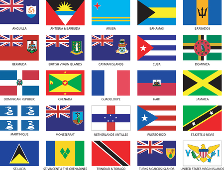 Complete set of 25 caribbean flagsのイラスト素材