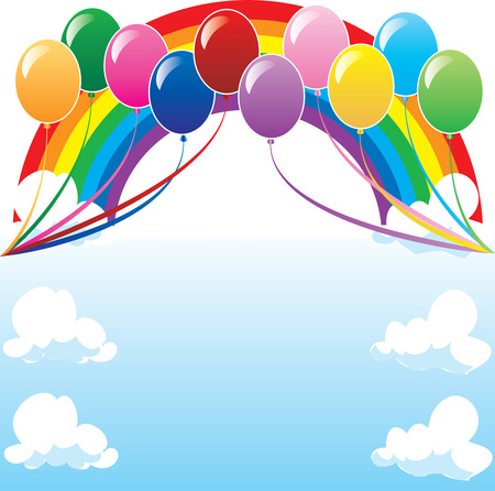 10 colors of balloons, available with different backgrounds. Vector Illustration.のイラスト素材