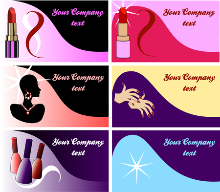 Set of 6 Business Cards for Jewelry, Massage, Beauty or Cosmetic Use and MORE. Also available in other sets.のイラスト素材