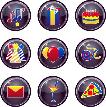 Party Icon Buttons Vector that can be used as web icons, buttons or anything else.のイラスト素材