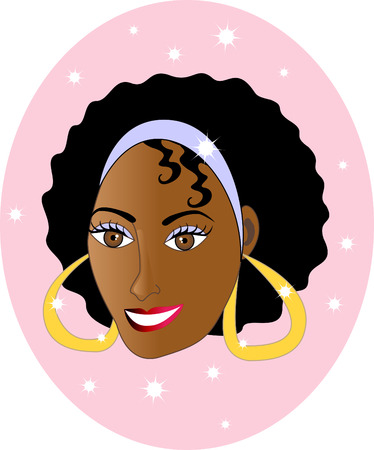Beautiful Ethnic Woman Smiling. Happy African American Woman, can be a personalized Chrismas Card, see my other variations.のイラスト素材