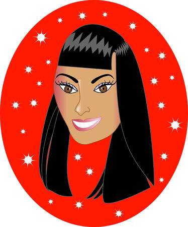 Asian woman. can be a personalized Chrismas Card, see my other variations.のイラスト素材