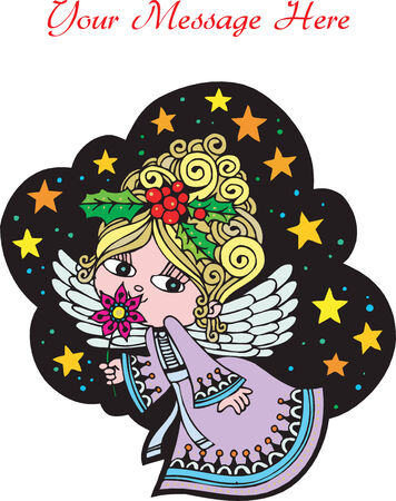 Christmas Card Angel 6. Christmas Card with Angel, vector, fully editable.のイラスト素材