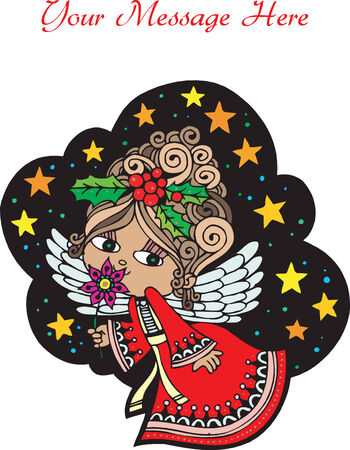 Christmas Card Angel 5. Christmas Card with Angel, vector, fully editable.のイラスト素材
