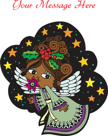 Christmas Card Angel 4. Christmas Card with Angel, vector, fully editable.のイラスト素材