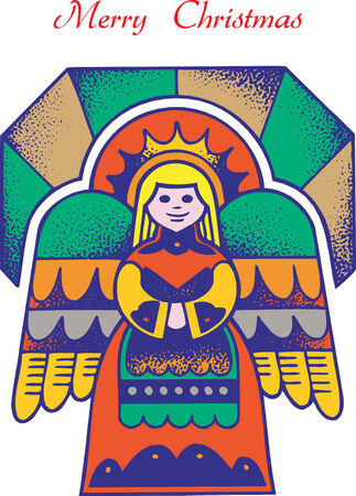 Christmas Card Angel 1. Christmas Card with Angel, vector, fully editable.のイラスト素材