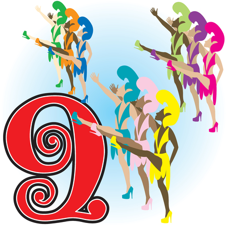 The 12 Days of Christmas, Illustration. There is one for each day, can be used as an educational flash card for counting.のイラスト素材