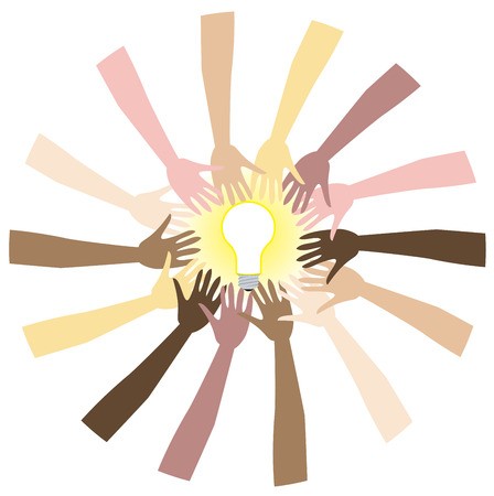Teamwork can bring great ideas.Illustration showing diversity and teamwork.のイラスト素材