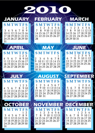 Illustration of 2010 Calendar with all 12 months.のイラスト素材