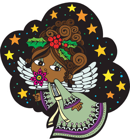 Christmas Card with Angelのイラスト素材