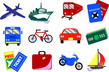 Twelve vector travel icons, also available as buttons.のイラスト素材