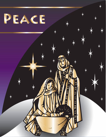Nativity Christmas Card 2 Vector Illustration.のイラスト素材