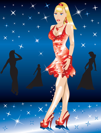 Formal Red Gown Woman, can be used for Christmas, Valentines Day, prom or anything.のイラスト素材