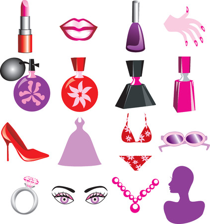 16 Vector Icons for Beauty or Fashion. Also available as buttons and in black.のイラスト素材