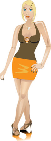 A Blond woman dressed fashionably for a night out.のイラスト素材