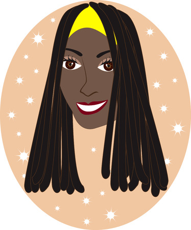 Vector pretty African American or Jamaican girl with Tan background. Great for personalization, see many other faces with different looks.のイラスト素材
