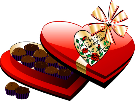 Vector Valentine Heart Box of Chocolate candy isolated.のイラスト素材