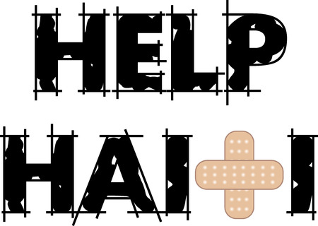 Vector Illustration to Help Haiti with a bandage to heal. Earthquake struck Haiti on January 12, 2010.のイラスト素材