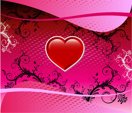Vector Valentine Background 3 with hearts and scrolls.のイラスト素材