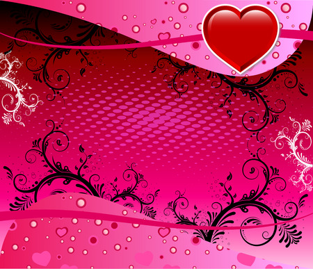 Vector Valentine Background 2 with hearts and scrolls.のイラスト素材