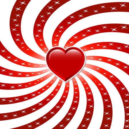 Vector Illustration of Red Shiny Heart with Rays.のイラスト素材