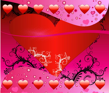 Vector Valentine Background 1 with hearts and scrolls.のイラスト素材