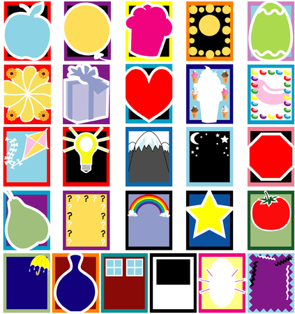 Fun 26 Colorful Object Silhouette cards or templates. No gradients used and very easy to edit.のイラスト素材