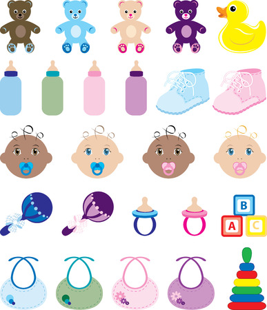 Vector Illustration of 25 baby isolated icons.のイラスト素材