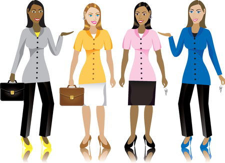 Career business women in suits.  Illustration.のイラスト素材