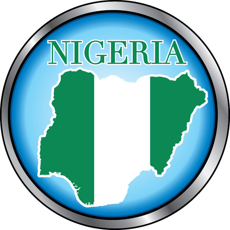  Illustration for Nigeria, Round Button. Used Didot font.のイラスト素材
