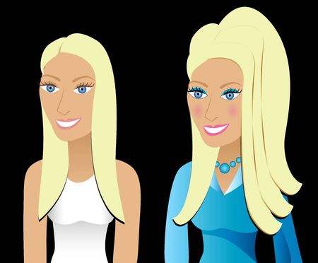 before and after hairstyle, extentions and makeover. See others in this series.の写真素材