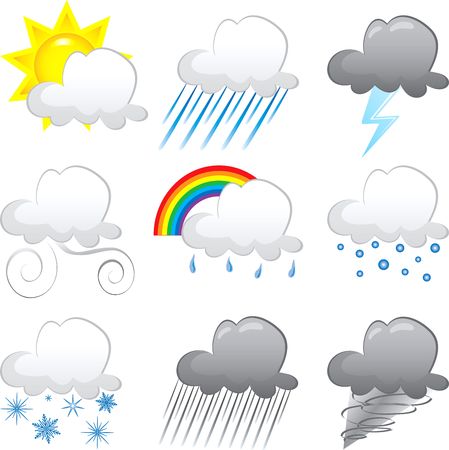 Vector Illustration of 9 cloud weather Icons. Very Easy to edit.の写真素材