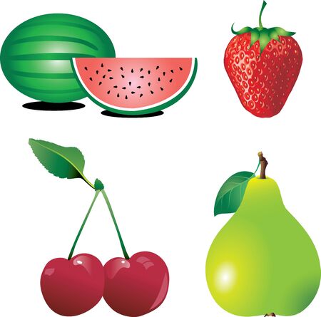 Vector Illustration of Fruit 2. Four types of fresh fruit isolated.の写真素材