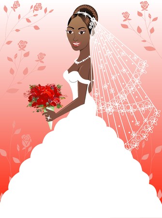 A beautiful black woman on her wedding day. Wedding Gown 4.のイラスト素材