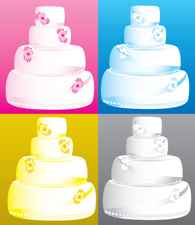  Illustration of 4 four tier wedding cakes.のイラスト素材
