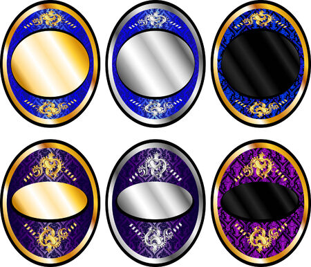 Illustration of six oval templates, seals or wine labels.のイラスト素材