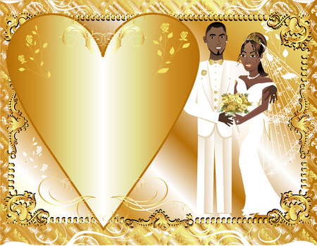  Illustration of beautiful bride and groom on their wedding day. Can be used as a template for card or invitation. Wedding Couple 2.のイラスト素材