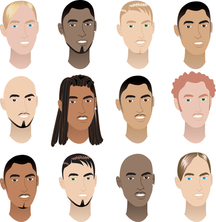  Illustration of 12 men faces. Men Faces #3.のイラスト素材