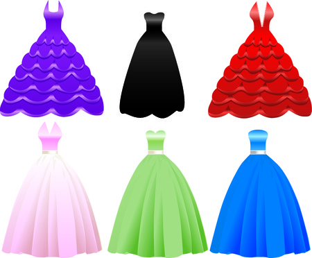 Illustration of iFormal Gown Dress Icons. May also be used for Fashion, Banquets, Sweet Sixteen, Quinceanera, Wedding or Prom.のイラスト素材