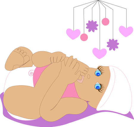   Illustration of Baby Sucking Toe  のイラスト素材