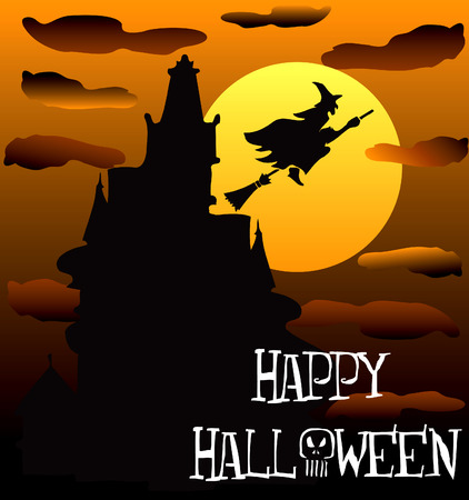  Illustration of a Happy Halloween Haunted House 2.のイラスト素材